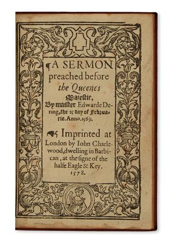 DERING, EDWARD. A Sermon preached before the Queenes Majestie . . . the 25 day of Februarie. Anno.1569.  1578